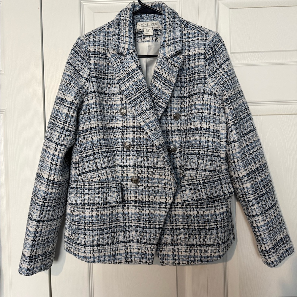 Rachel Zoe Women's Blue and White Tweed Blazer